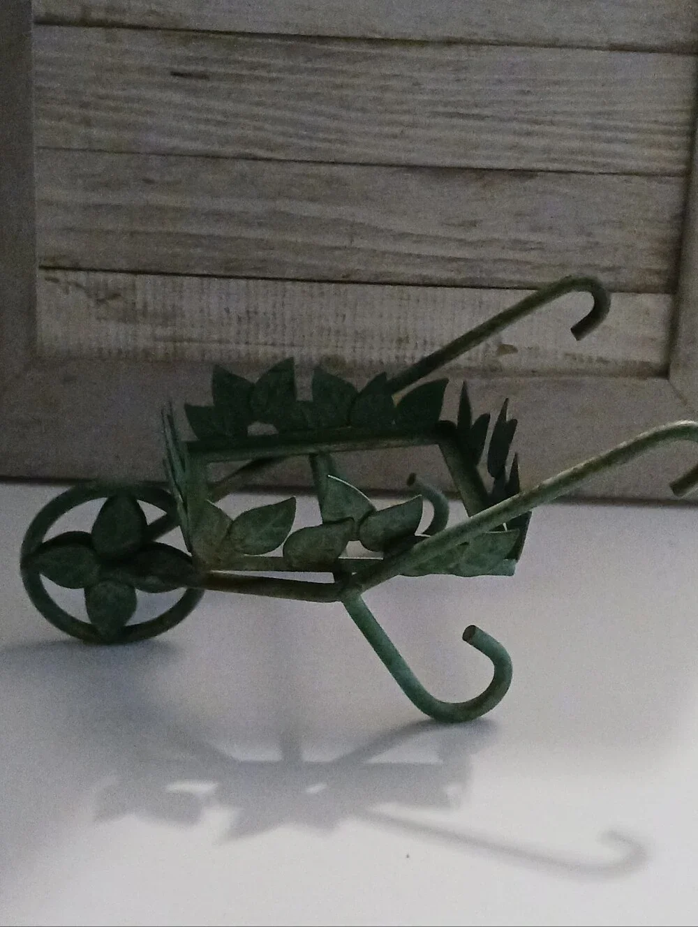 Decorative Green Metal Wheelbarrow Plant Stand